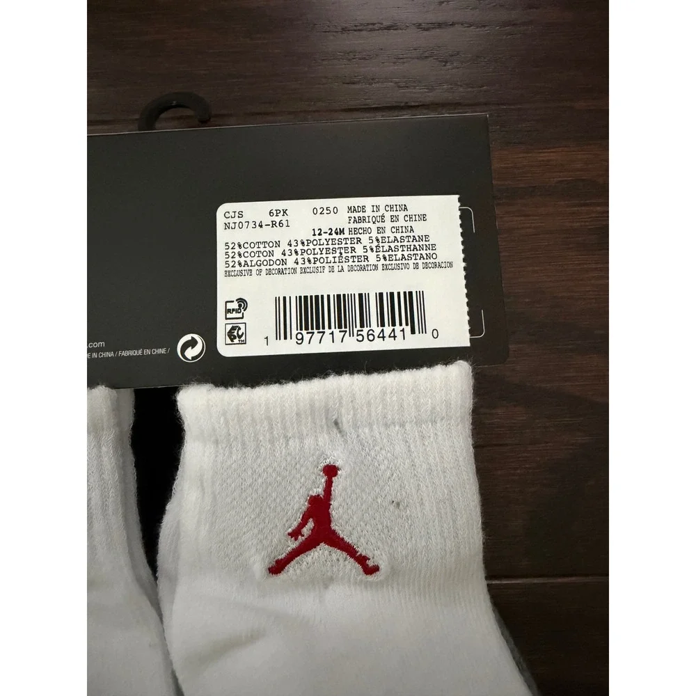 Jordan Infant 6 Pack Lightweight Ankle Socks Red Black Grey NJ0734-R61 12-24M